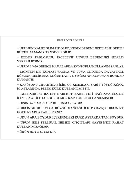 Kadın Suya Dayanıklı Büyük Beden Mont Kapüşonlu Haki Mont Bonded Kumaş Içi Kürklü Mont