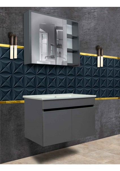 Galata Banyo Dolabı ve Boy Dolabı Takımı 75 Cm Antrasit