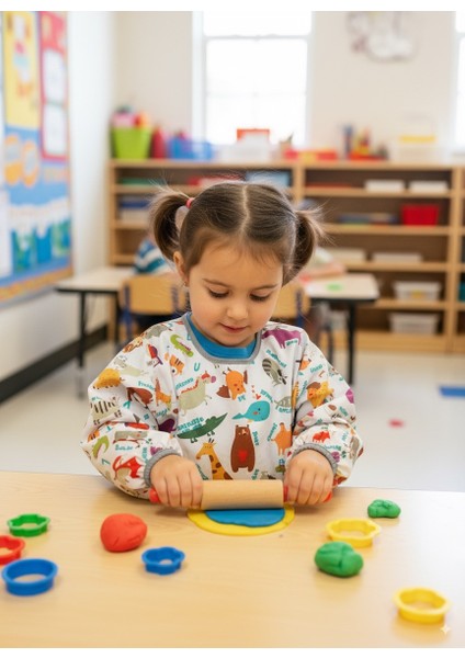 3-6 Yaş, Zoo, Sıvı Geçirmez, Makinede Yıkanabilir, Uzun Kollu Çocuk Faaliyet, Aktivite Mama Önlüğü modelleri