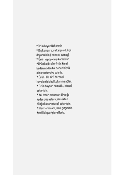 Kadın Suya Dayanıklı Büyük Beden Trençkot Uzun Kapüşonlu Trençkot Bonded Kumaş Içi Ekoseli Trençkot