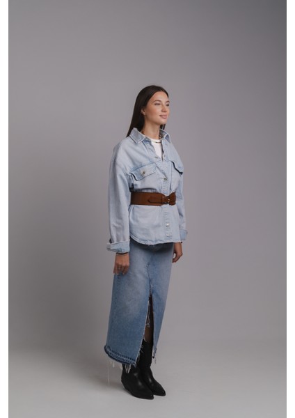 Kadın Ceket Deri Kemeri Boho Tarz El Yapımı Kadın Kemer – 100% Hakiki Deri Kahverengi Geniş Deri Kemer