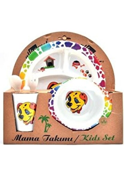 Bebek Mama Tabağı Köpek Formlu 5 Li Set Melamin Oval