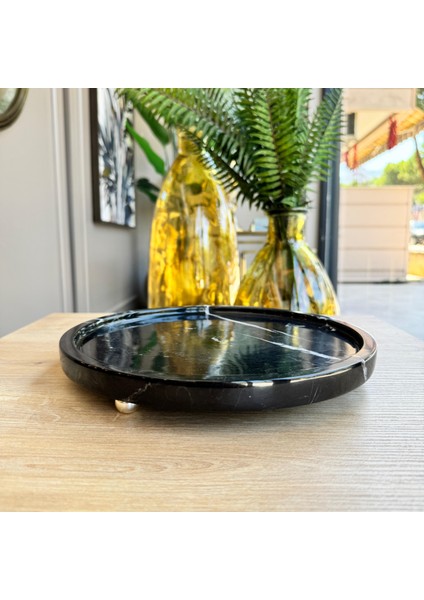 Siyah Mermergümüş Top Ayaklı Sunum Tabağı,toros Siyahı Mermer Gümüş Top Ayaklı Sunumluk fırsatları