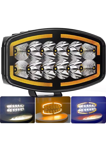 10'' Beyaz Turuncu LED Spot Projektör + Drl Tır Kamyon Off Road 12-24VOLT 1 Adet