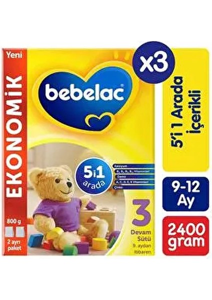 3 Devam Sütü 800 gr X3 Megapack