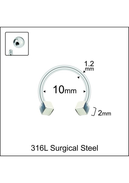 316 L Cerrahi Çelik Kıkırdak Helix Tragus Piercingi