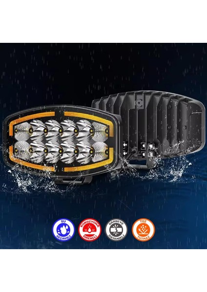 10'' Beyaz Turuncu LED Spot Projektör + Drl Tır Kamyon Off Road 12-24VOLT 1 Adet