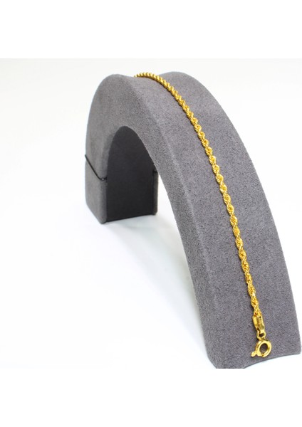 14 Ayar Gerçek Altın Günlük Halat Künye Bileklik