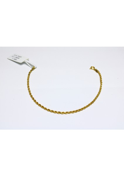 14 Ayar Gerçek Altın Günlük Halat Künye Bileklik