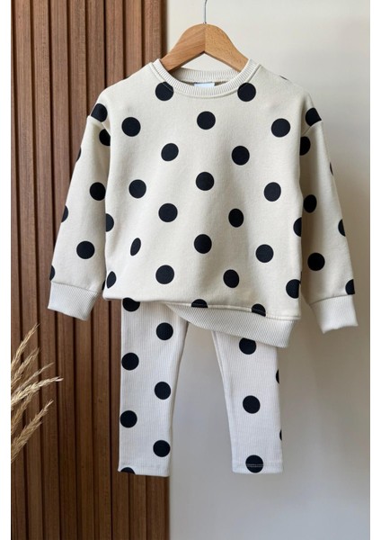 Kız Çocuk Puantiye Baskılı 3 Iplik Kumaş Alt Üst Takım fiyatları