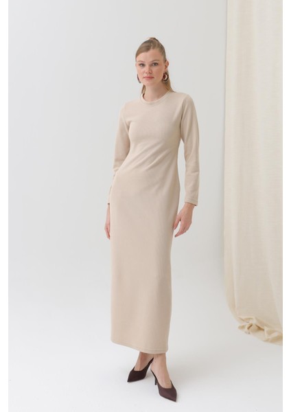 Kadın Basic Uzun Kollu Triko Maxi ELBISE-12591ELB modelleri