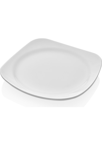 4126.PW - Bergama 6'lı Beyaz Kare Servis Tabak Seti 26 Cm, Thermoset Melamin