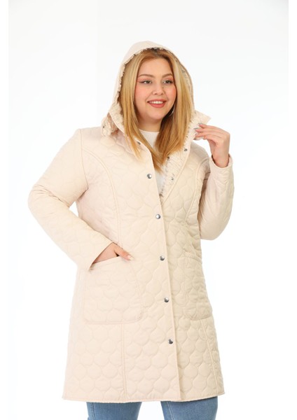 İthal Yumuşak Kürklü Mont, Büyük Beden , Tavşan Tüylü Kaban, Su Itici Mont,kapitone Mont,diz üstü