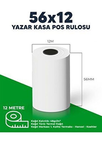 56X12 (100 Pos Rulosu) Termal Pos Kağıdı Pos Rulosu fiyatları