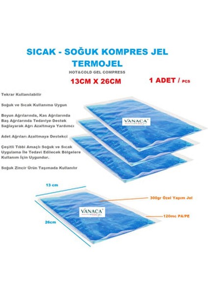 10 Adet Sıcak Soğuk Kompres Jel Buz Paketi, Tekrar Kullanılabilir Isıtıcı, Soğutucu Termojel 13X26CM