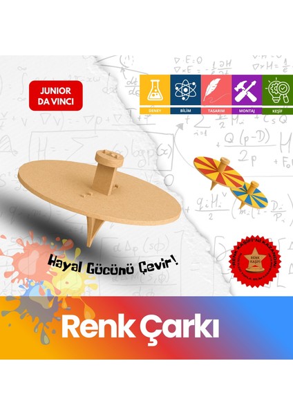 Renk Çarkı – Çocuklar Için Eğitici Ahşap Stem Oyuncak,deney Seti ve Bilim Kit