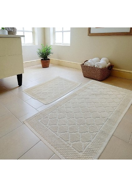 Banyo Pamuk Paspas Seti, Kaymaz Taban, Şık ve Dayanıklı 60X100 / 60X50 Ölçülerinde