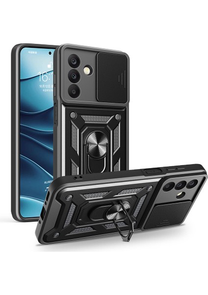 Samsung Galaxy A17 Uyumlu Magnetik Standlı Kamera Korumalı Sürgülü Kapak Kılıf