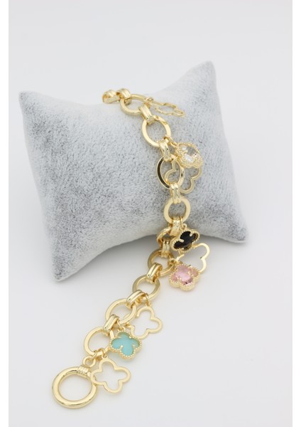 Stil Incisi/vip Serisi Renkli Yaprak Zirkon Taşlı Bileklik