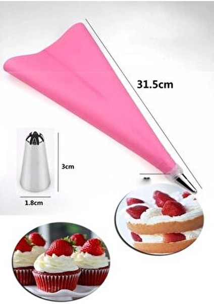 Krema Sıkma Torbası Seti 12 Parça Pasta Krema Kek Süsleme Torbası Paslanmaz Çelik Uçlu fırsatları