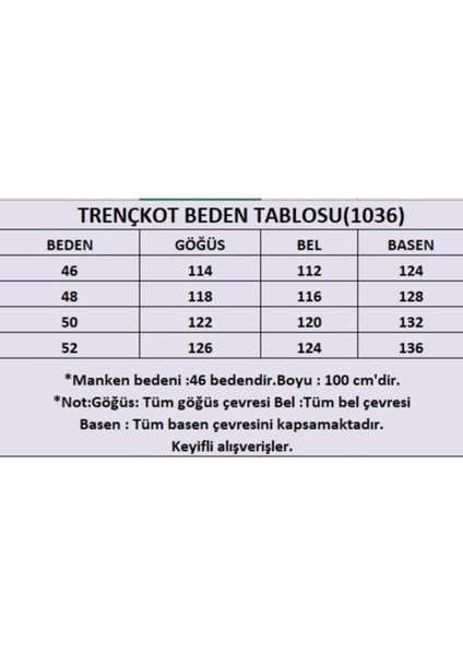 Kadın Suya Dayanıklı Büyük Beden Trençkot Kemerli Kruvaze Trençkot Bonded Kumaş Astarlı Lacivert