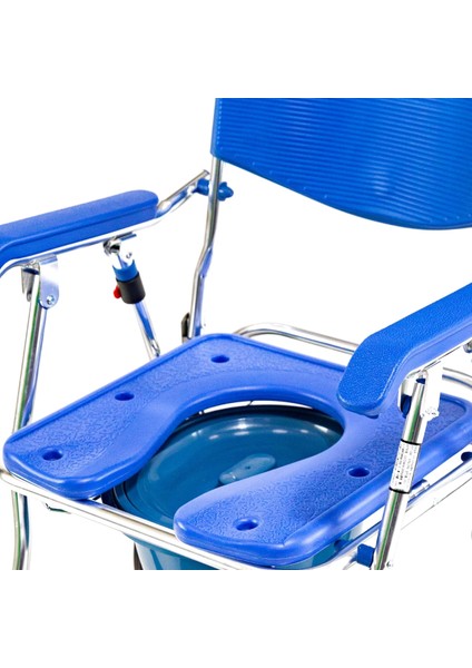 Römer Büyük Tekerlekli Banyo Tuvalet Sandalyesi | Çıkarılabilir Kovalı, Frenli, Alüminyum Şase R403