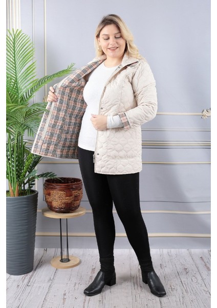 Baharlık Kapüşonlu Kapitone Mont Içi Ekoseli Kapitone Mont Büyük Beden Mont, Su Itici Mont, Lacivert