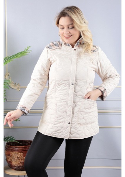 Baharlık Kapüşonlu Kapitone Mont Içi Ekoseli Kapitone Mont Büyük Beden Mont, Su Itici Mont, Lacivert