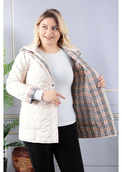 Baharlık Kapüşonlu Kapitone Mont Içi Ekoseli Kapitone Mont Büyük Beden Mont, Su Itici Mont, Lacivert