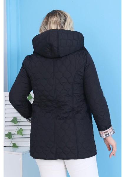 Baharlık Kapüşonlu Kapitone Mont Içi Ekoseli Kapitone Mont Büyük Beden Mont, Su Itici Mont, Lacivert