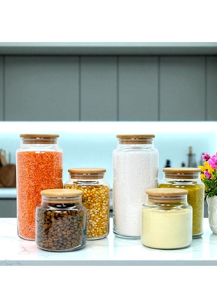Ahşap Vakum Kapaklı Cam Saklama Kavanozu Seti 1400 ml 800 ml 500 ml fırsatları