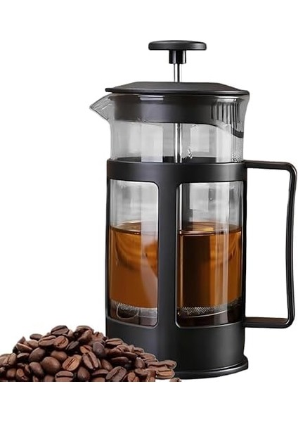 350 ml Cam French Press - Isıya Dayanıklı Cam, Paslanmaz Çelik Filtreli, Siyah Renkli Kahve ve Bitki Çayı Demliği modelleri