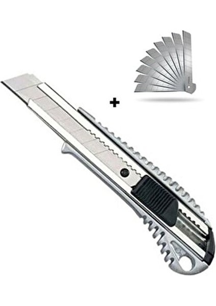 Metal Maket Bıçağı Falçata 10 Adet Yedek Bıçak Büyük Boy