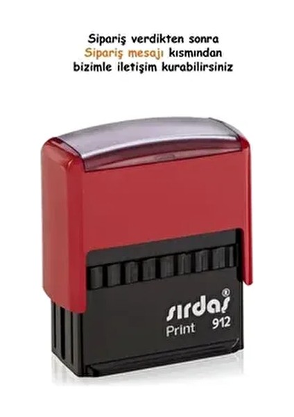 912 Yazılı Otomatik Kaşe 18x50 mm Kırmızı Renkli Kişiselleştirilebilir