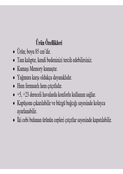 Kadın Uzun Suya Dayanıklı Memory Kumaş Kapüşonlu Mont Büyük Beden Mont