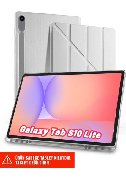 Samsung Galaxy Tab S10 Lite 10.9 Inch Uyumlu Tri-Folding Kalem Bölmeli Arkası Yumuşak Silikon Kılıf