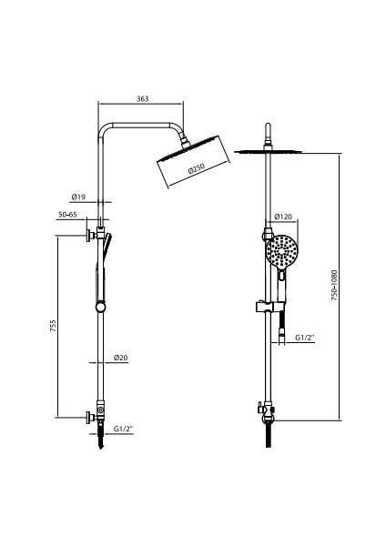 Ar Olympos Kolonlu Ince Tepe Duş Seti 102158049 fiyatları