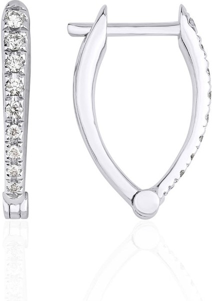 14 Ayar Altın Sıra Taşlı V Halka Küpe