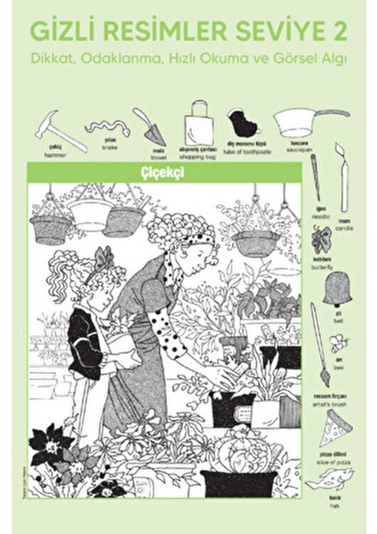 Gizli Resimler Seviye 1 Eğlenceli Oyun Seti 6 - 9 Yaş İçin Yaratıcı Düşünme