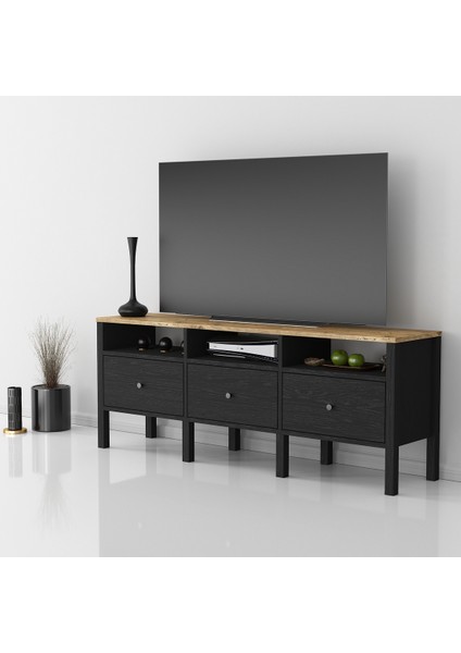 Riya Tv Ünitesi-Wood Siyah-Minifiks Bağlantılı