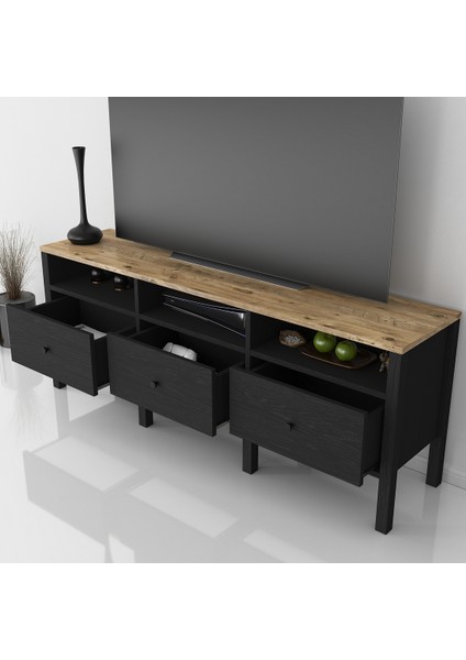 Riya Tv Ünitesi-Wood Siyah-Minifiks Bağlantılı fırsatları