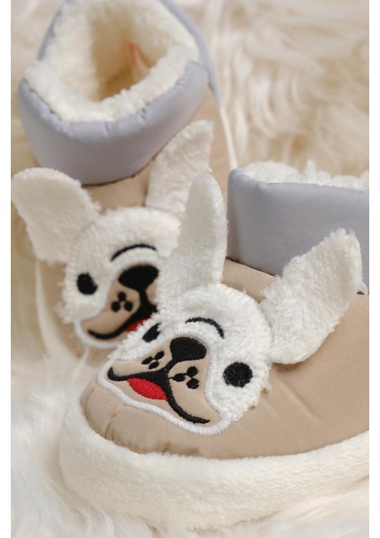 Dogg Desenli Kaydırmaz Taban Su Itici Kürklü Kreş Ev Okul Ayakkabısı Bebek Çocuk Panduf Ev Botu modelleri