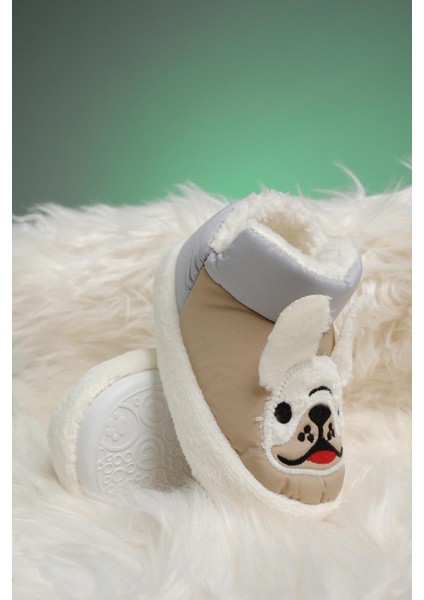 Dogg Desenli Kaydırmaz Taban Su Itici Kürklü Kreş Ev Okul Ayakkabısı Bebek Çocuk Panduf Ev Botu fırsatları