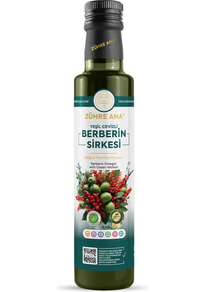 Yeşil Cevizli Berberin Sirkesi Doğal Fermantasyon Berberis Vinegar With Green Walnut 500 ml