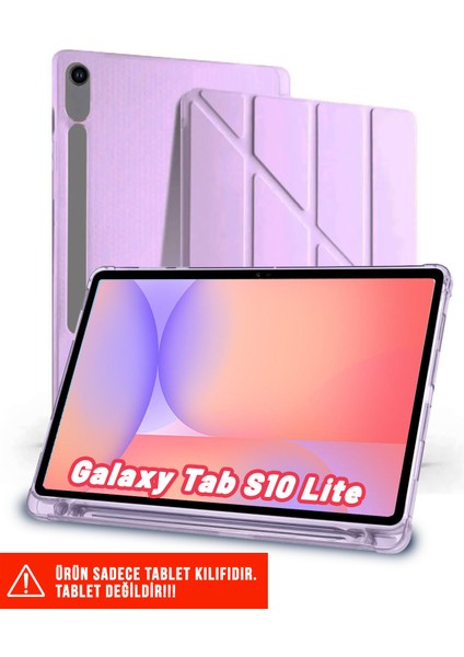 Samsung Galaxy Tab S10 Lite 10.9 Inch Uyumlu Tri-Folding Kalem Bölmeli Arkası Yumuşak Silikon Kılıf
