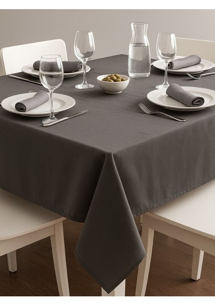Sıvı Geçirmez Dertsiz Leke Tutmaz Kumaş Mutfak Masa Örtüsü Antrasit Renk 140 x 180 cm