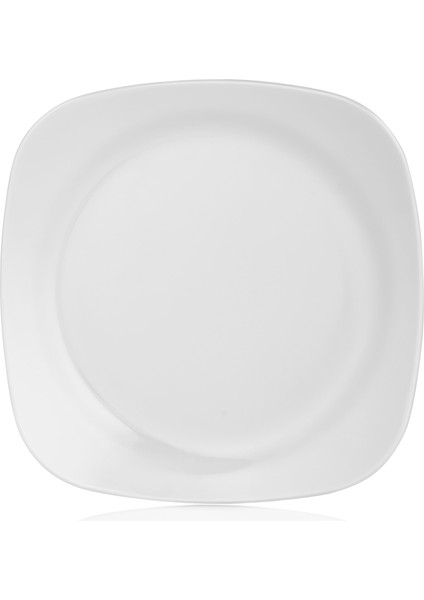4121.PW - Bergama 6'lı Beyaz Kare Pilav Tabak Seti 21 Cm, Thermoset Melamin
