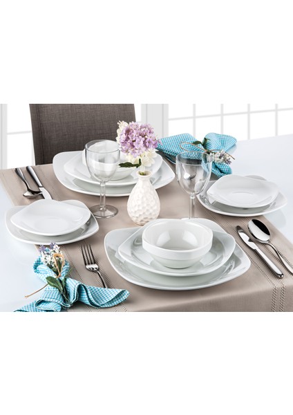 4121.PW - Bergama 6'lı Beyaz Kare Pilav Tabak Seti 21 Cm, Thermoset Melamin modelleri