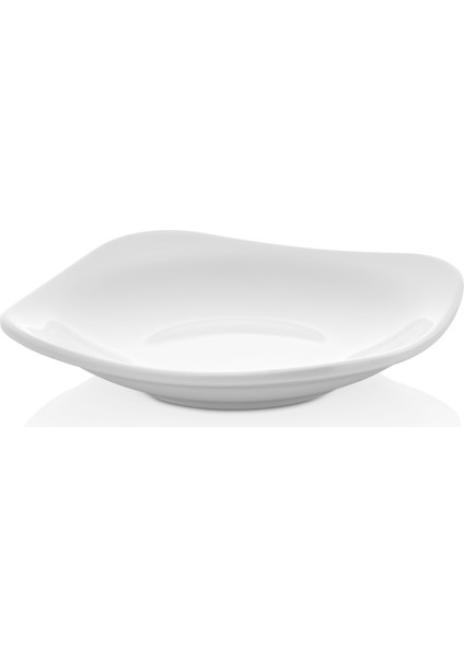 4217.PW - Bergama 6'lı Beyaz Kare Çukur Tatlı Tabak Seti 17 Cm, Thermoset Melamin