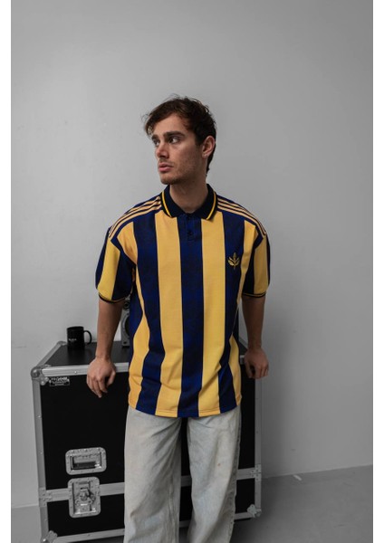 Yeni Sezon Pamuklu Fenerbahçe Oversize Retro Polo Yaka T-Shirt